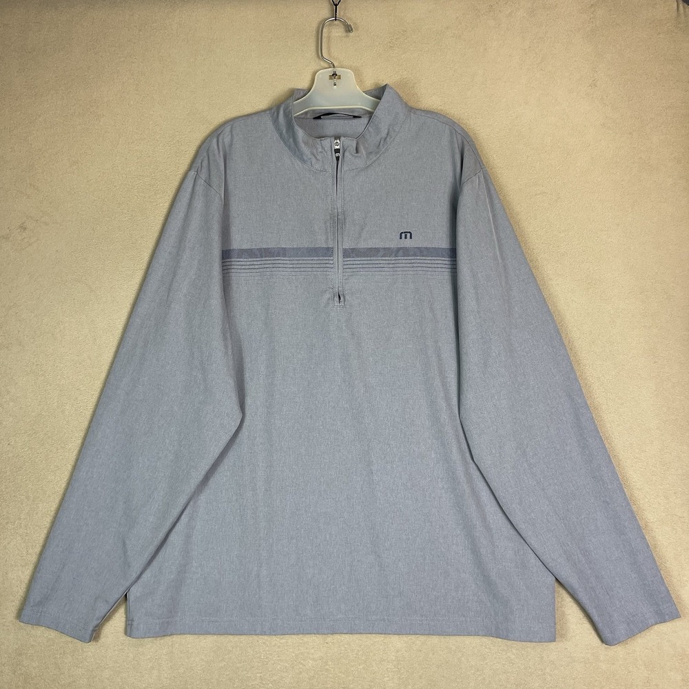 Travis Mathew Pullover Mens XXL‎ Gray 1/4 Zip Golf Performance Stretch Preppy